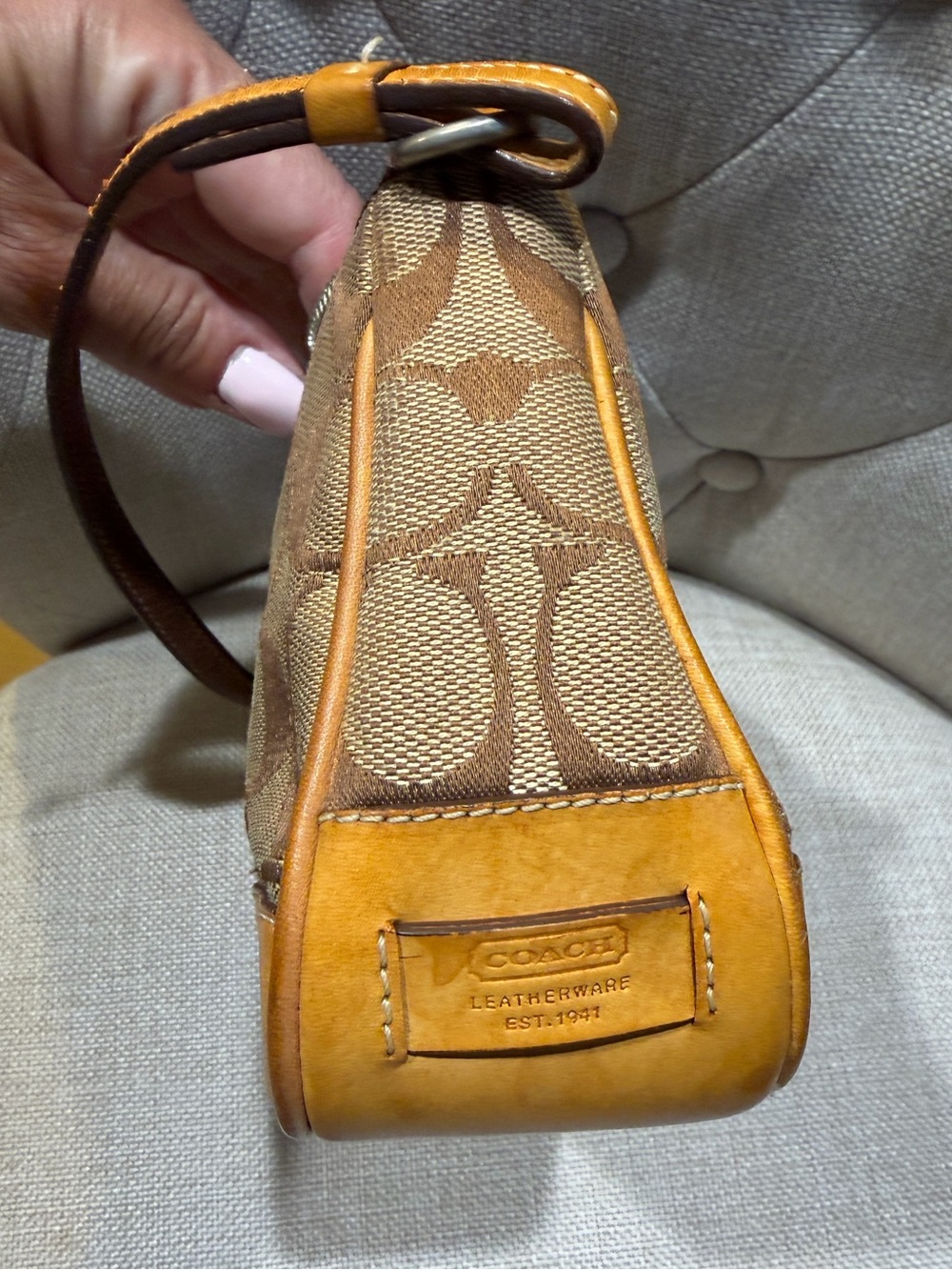 Coach Y2K Hampton Mini Signature Wristlet Brown Canvas Leather Pochette Bag 2004 - Picture 3 of 16